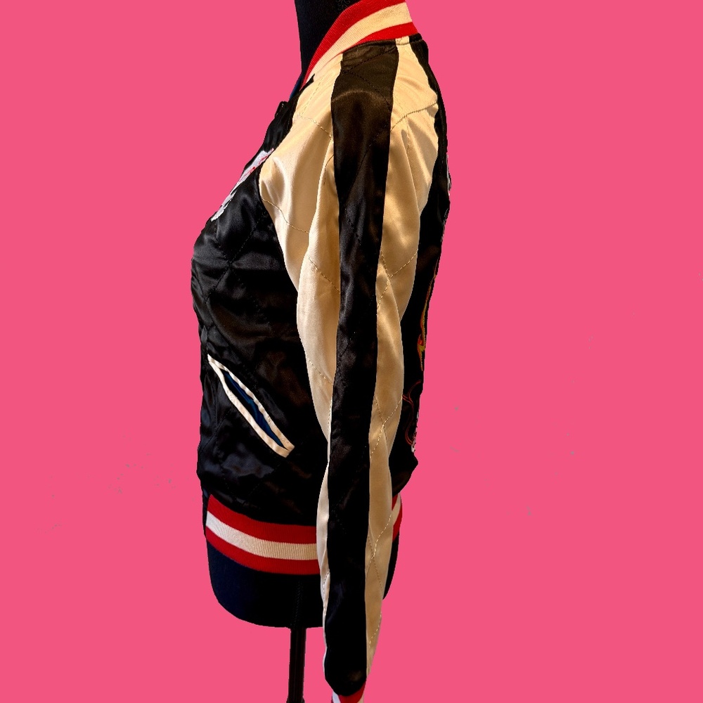 NWT Straight to Hell Black and Blue Souvenir Reversible Satin Jacket - Picture 3 of 10